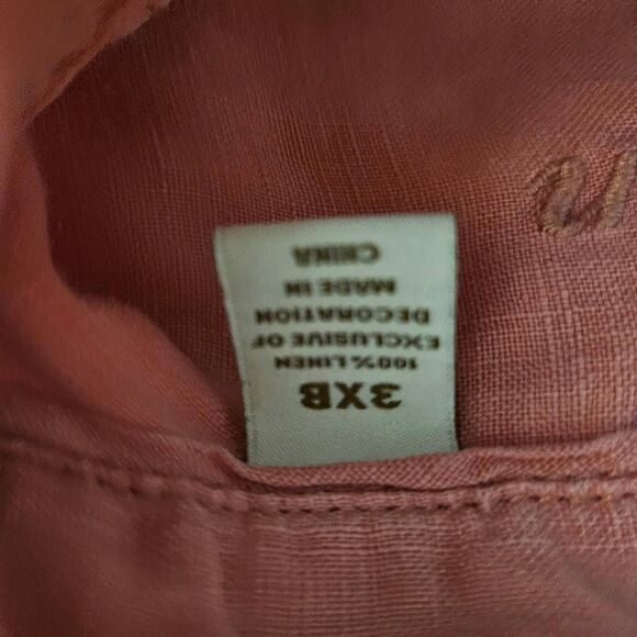 Caribbean men's linen button down, pink. 3XB, #843. - Picture 4 of 5